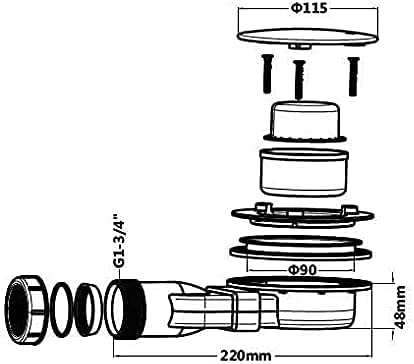 Sandy Beach Slimline White Shower Bathroom Tray Waste Trap 90mm Diameter 48mm Depth