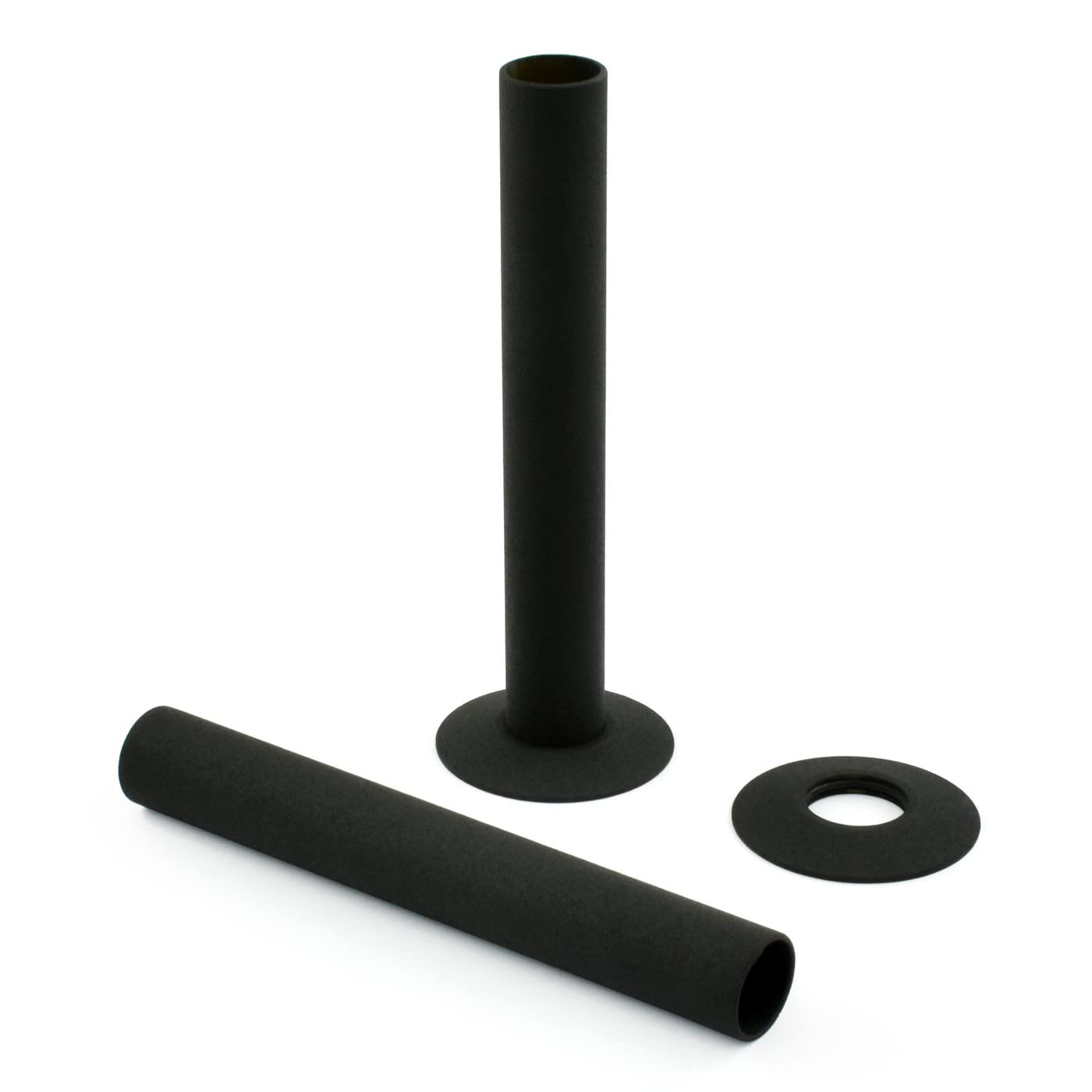 Sandy Beach Black TRV Thermostatic Radiator Valve Pipe Covers Sleeves & Collars 130mm x 18mm