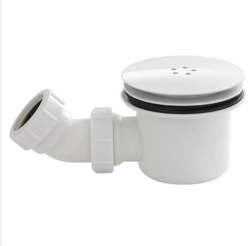 Sandy Beach White Shower Waste, White Elegance, Premium 90mm Waste Trap, Sleek Shower Tray Waste Trap, and Drain Cover Replacement Solutions - Perfectly Sized, Effortlessly Stylish (White)