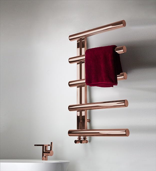 Sandy Beach Copper Angled Heated Towel Rail Radiator Valves 15mm