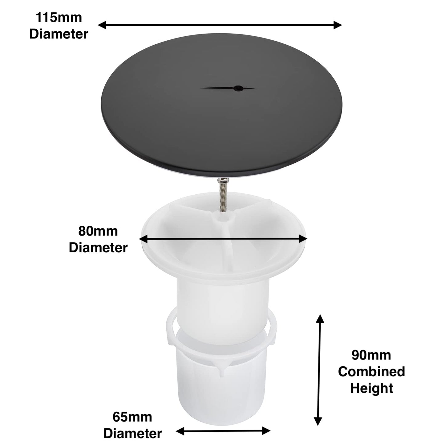Sandy Beach Black Shower Bathroom Tray Drain Waste Trap 90mm Diameter