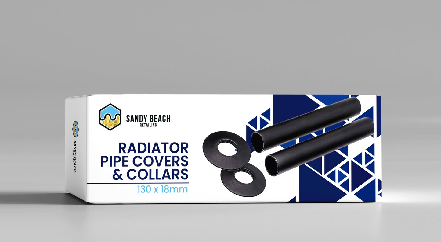 Sandy Beach Brass TRV Thermostatic Radiator Valve Pipe Covers Sleeves & Collars 130mm x 18mm