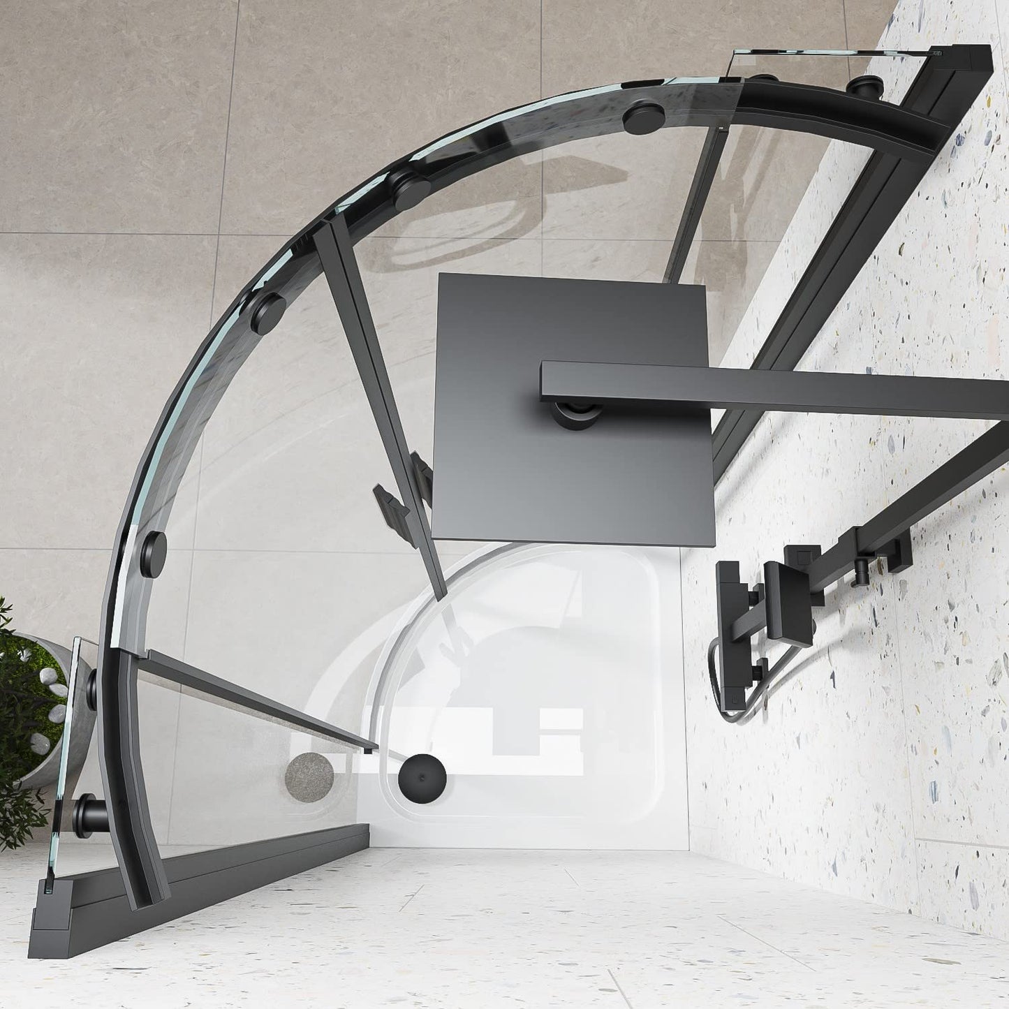 Sandy Beach Slimline Black Shower Bathroom Tray Waste Trap 90mm Diameter 48mm Depth