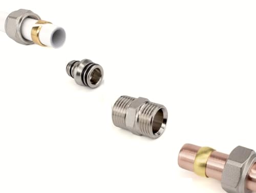 Sandy Beach 15mm to 16mm Compression Adapter Reducer - Durable Brass Pipe Connector for Copper Pipe,Towel Radiator Systems,Trv Radiator Valves,Thermostatic Radiator Valve - Leak-Proof & Easy Install