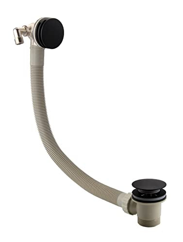 Sandy Beach Black Bath Tap Filler Overflow with Pop-Up Waste