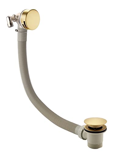 Sandy Beach Brass Bath Tap Filler Overflow with Pop-Up Waste