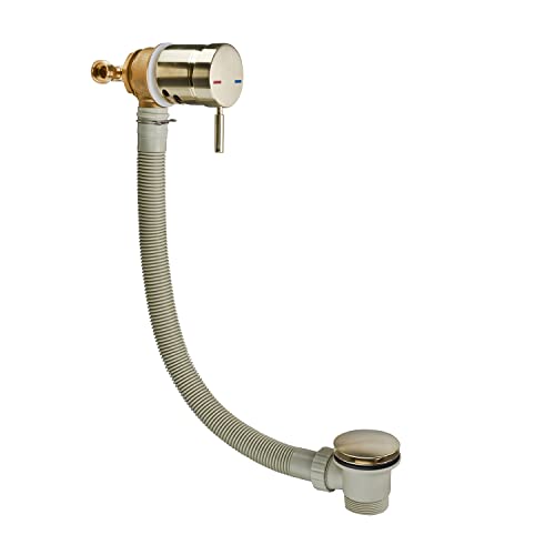 Sandy Beach Brass Bath Mixer Tap Filler Overflow with Pop-Up Waste