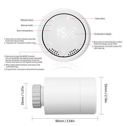 Sandy Beach Smart Heating Thermostat TRV Radiator Valves with Zigbee Gateway Connecting to Amazon Alexa Google Home