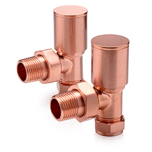 Sandy Beach Copper Angled Heated Towel Rail Radiator Valves 15mm