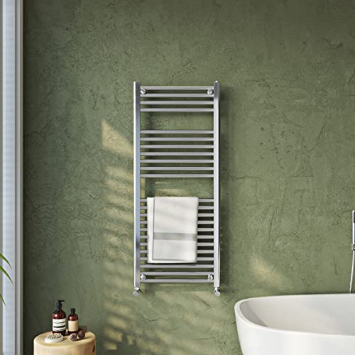 Sandy Beach Brushed Nickel Angled Heated Towel Rail Radiator Valves 15mm