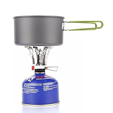 Sandy Beach Camping Stove Piezo Ignition Outdoor Cooking Propane Gas Butane Burner Portable Folding Windproof Waterproof with Carrying Case (3000W)