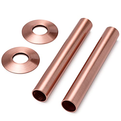 Sandy Beach Copper TRV Thermostatic Radiator Valve Pipe Covers Sleeves & Collars 130mm x 18mm