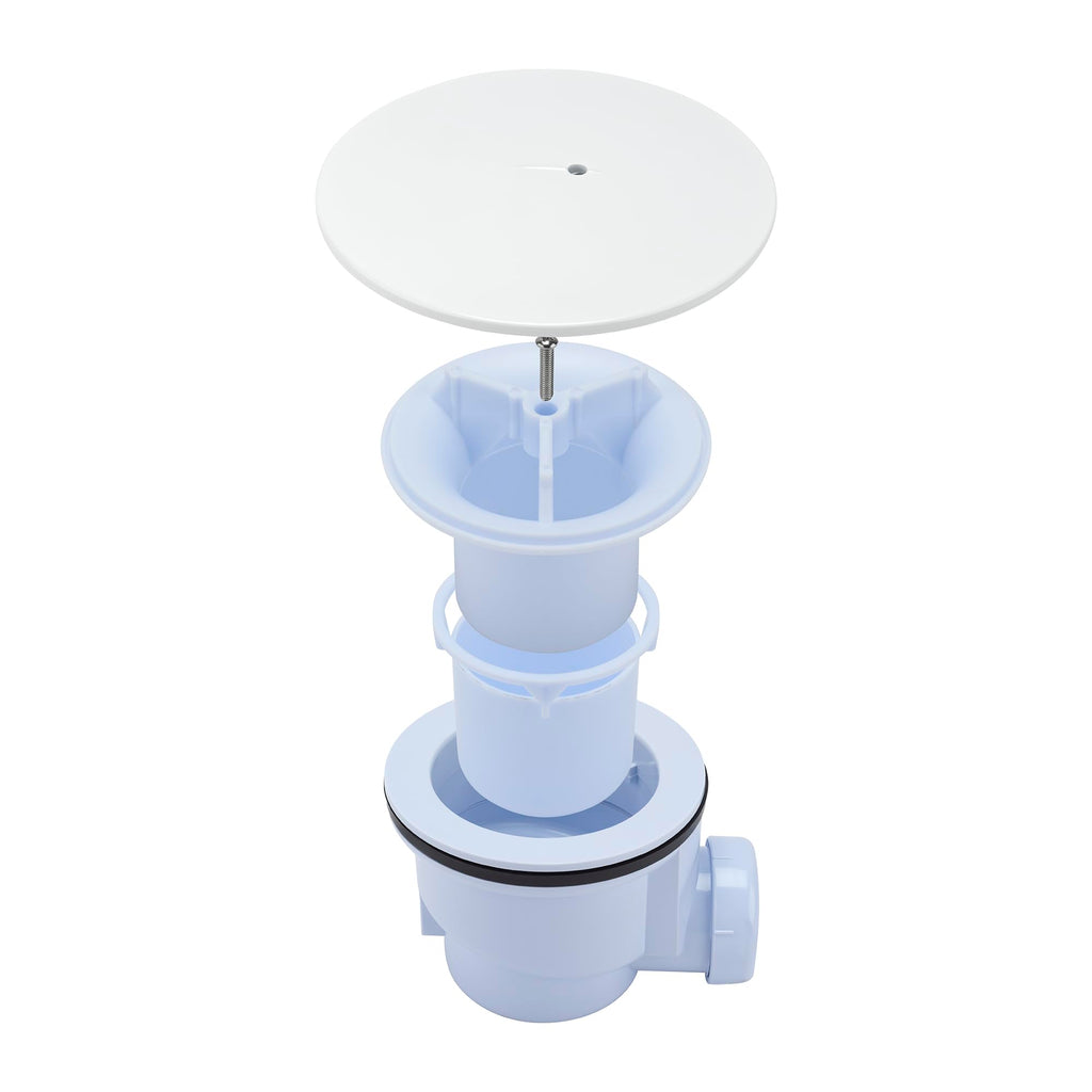 Sandy Beach White Shower Waste, White Elegance, Premium 90mm Waste Trap, Sleek Shower Tray Waste Trap, and Drain Cover Replacement Solutions - Perfectly Sized, Effortlessly Stylish (White)