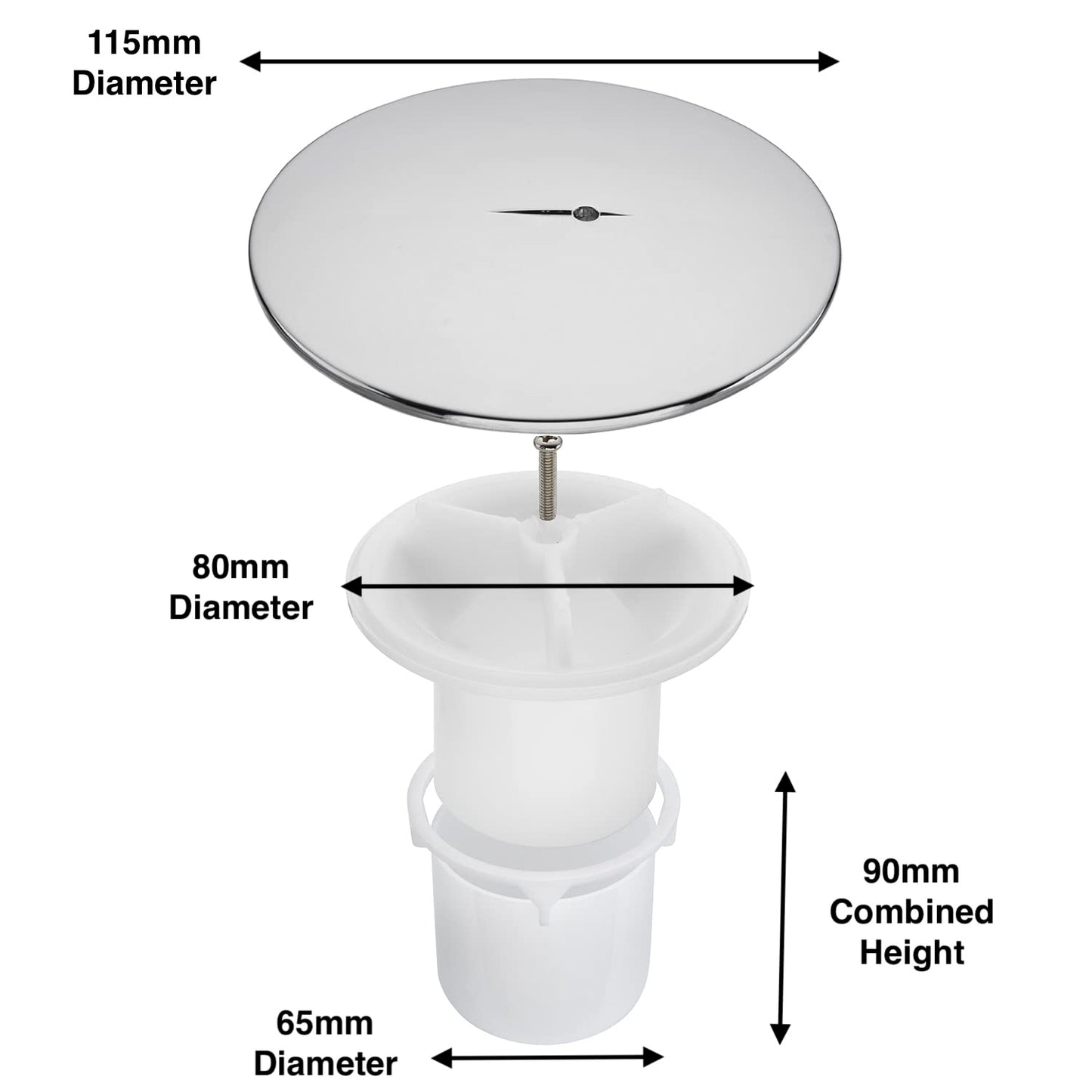 Sandy Beach Chrome Shower Bathroom Tray Drain Waste Trap 90mm Diameter