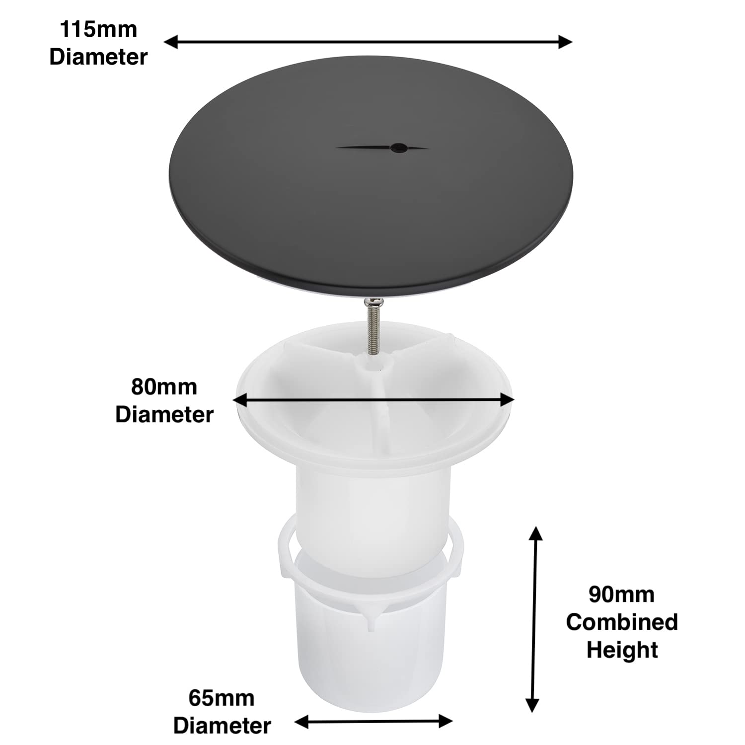 Sandy Beach Shower Replacement Shower Waste Drain Cap Cover Plug Drain Black 90mm Hole / 115mm Cover