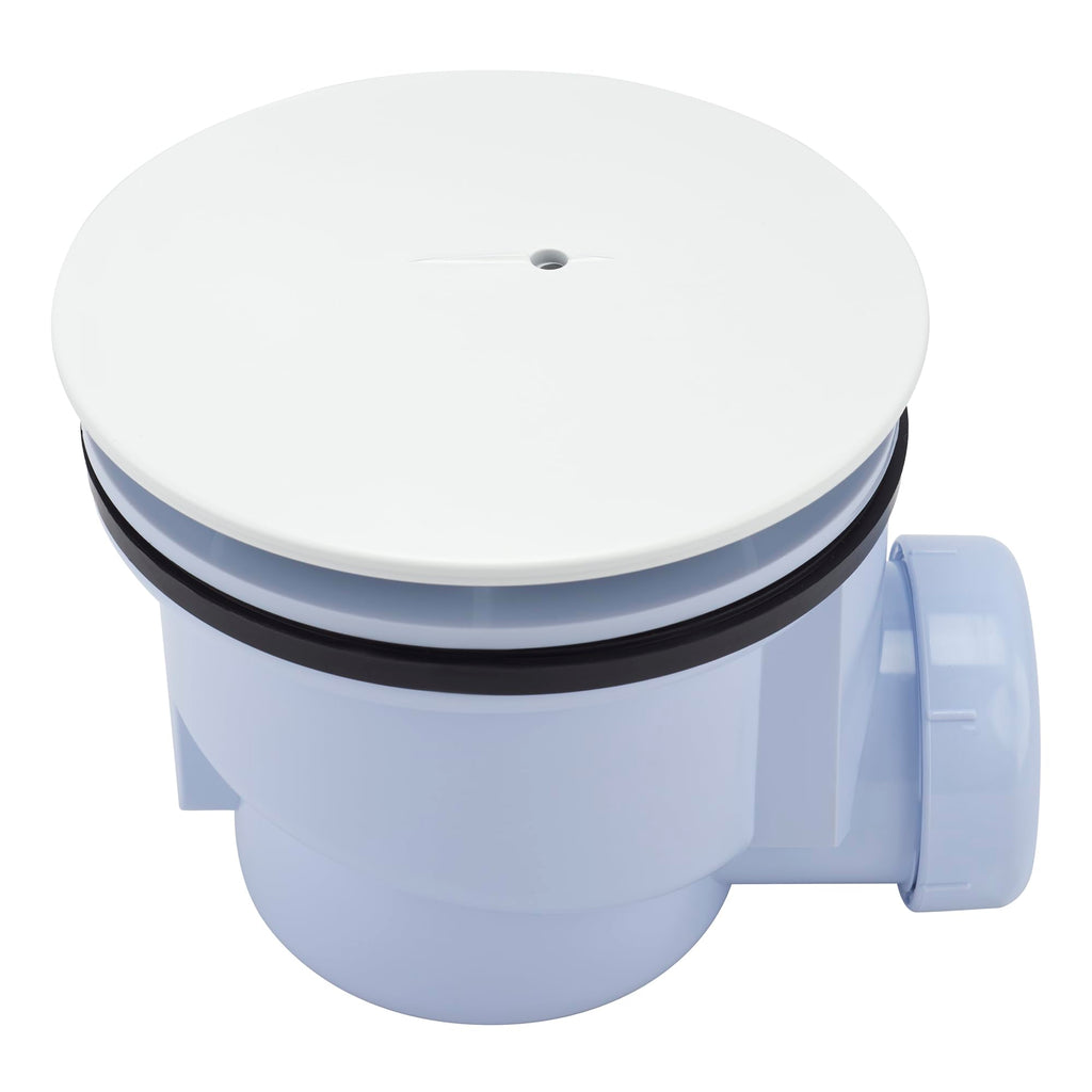 Sandy Beach White Shower Waste, White Elegance, Premium 90mm Waste Trap, Sleek Shower Tray Waste Trap, and Drain Cover Replacement Solutions - Perfectly Sized, Effortlessly Stylish (White)