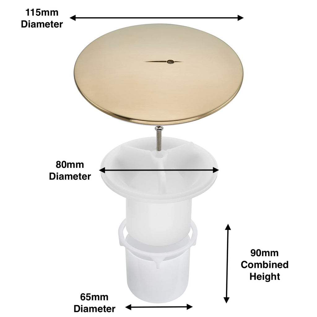 Sandy Beach Shower Replacement Shower Waste Drain Cap Cover Plug Drain Brass Gold 90mm Hole / 115mm Cover