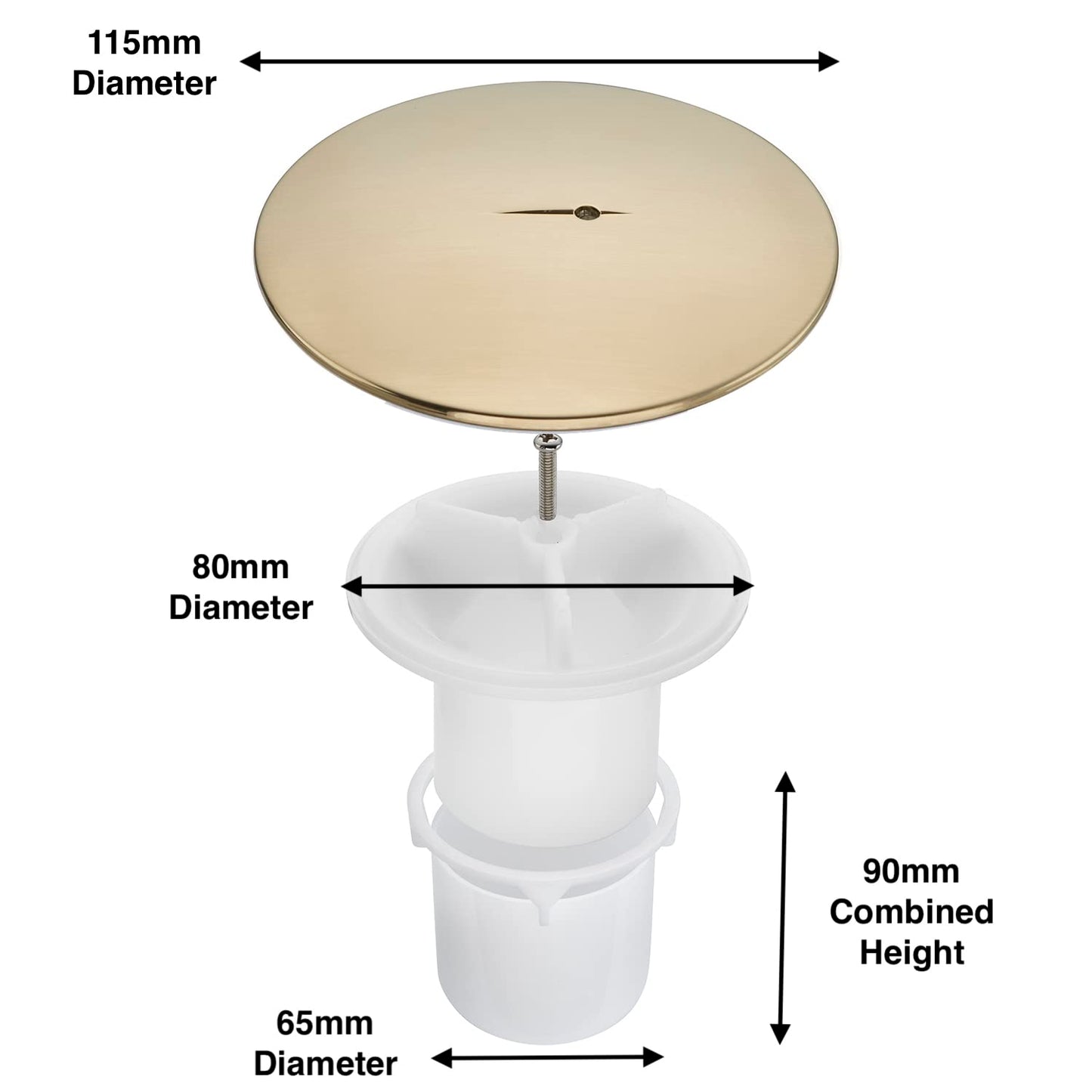 Sandy Beach Gold Brass Shower Bathroom Tray Drain Waste Trap 90mm Diameter