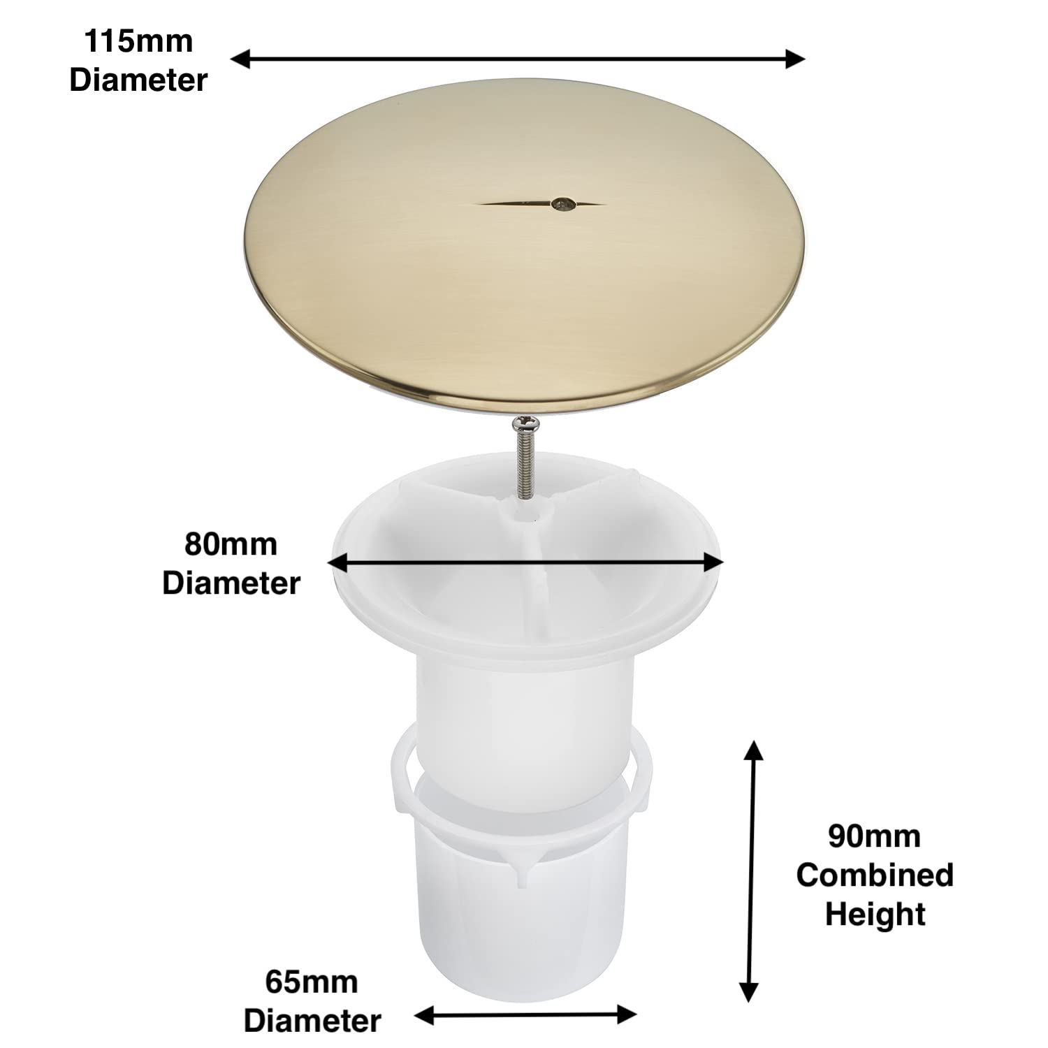 Sandy Beach Gold Brass Shower Bathroom Tray Drain Waste Trap 90mm Diameter