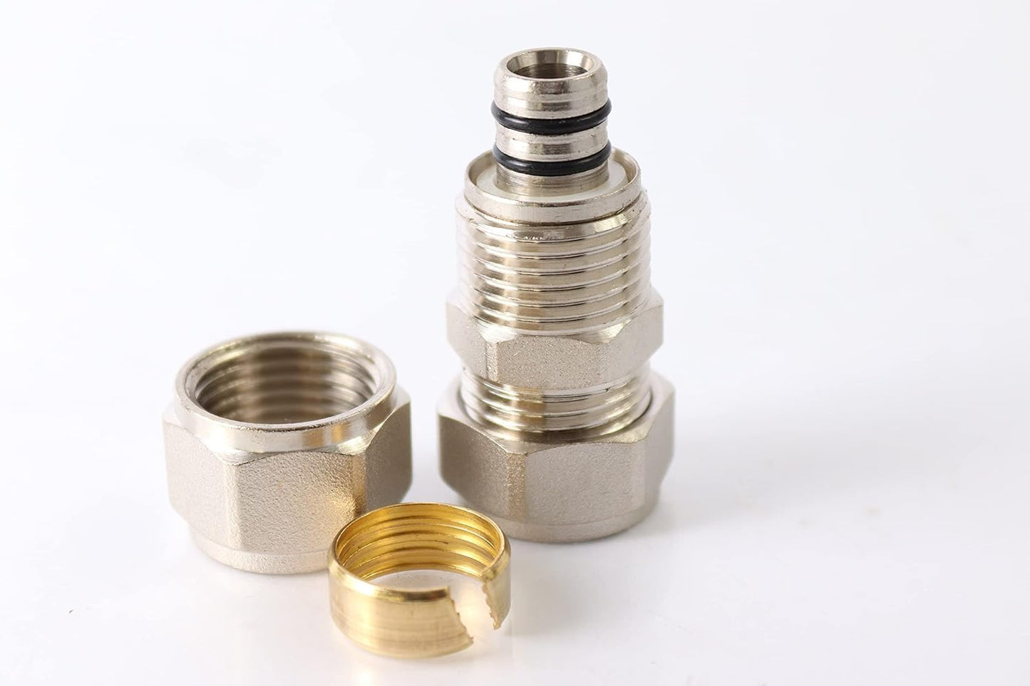 Sandy Beach 15mm to 16mm Compression Adapter Reducer - Durable Brass Pipe Connector for Copper Pipe,Towel Radiator Systems,Trv Radiator Valves,Thermostatic Radiator Valve - Leak-Proof & Easy Install