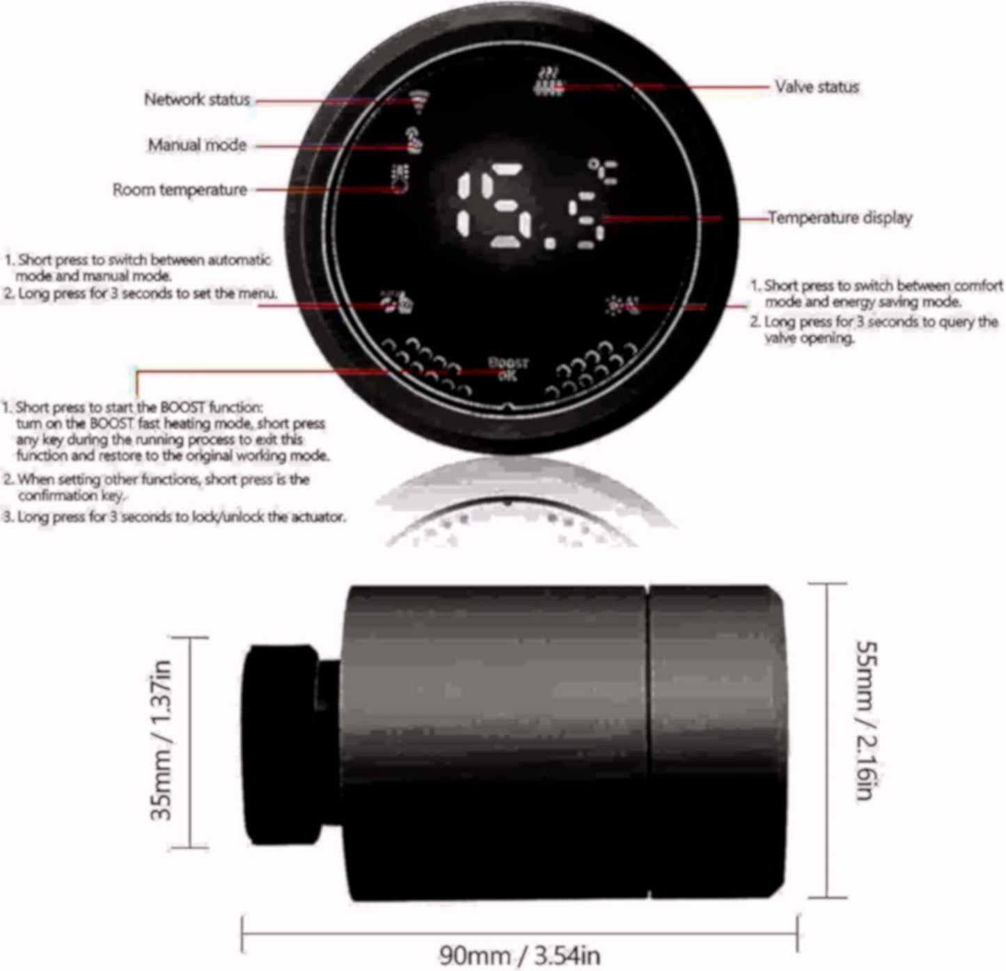 Sandy Beach Smart Heating Anthracite Thermostat TRV Radiator Valves with Zigbee Gateway Connecting to Amazon Alexa Google Home