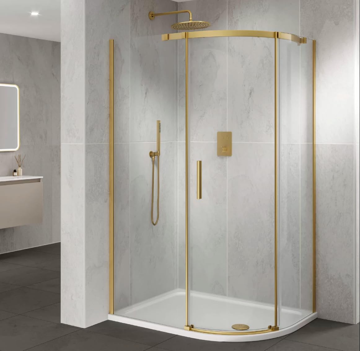 Sandy Beach Gold Brass Shower Bathroom Tray Drain Waste Trap 90mm Diameter