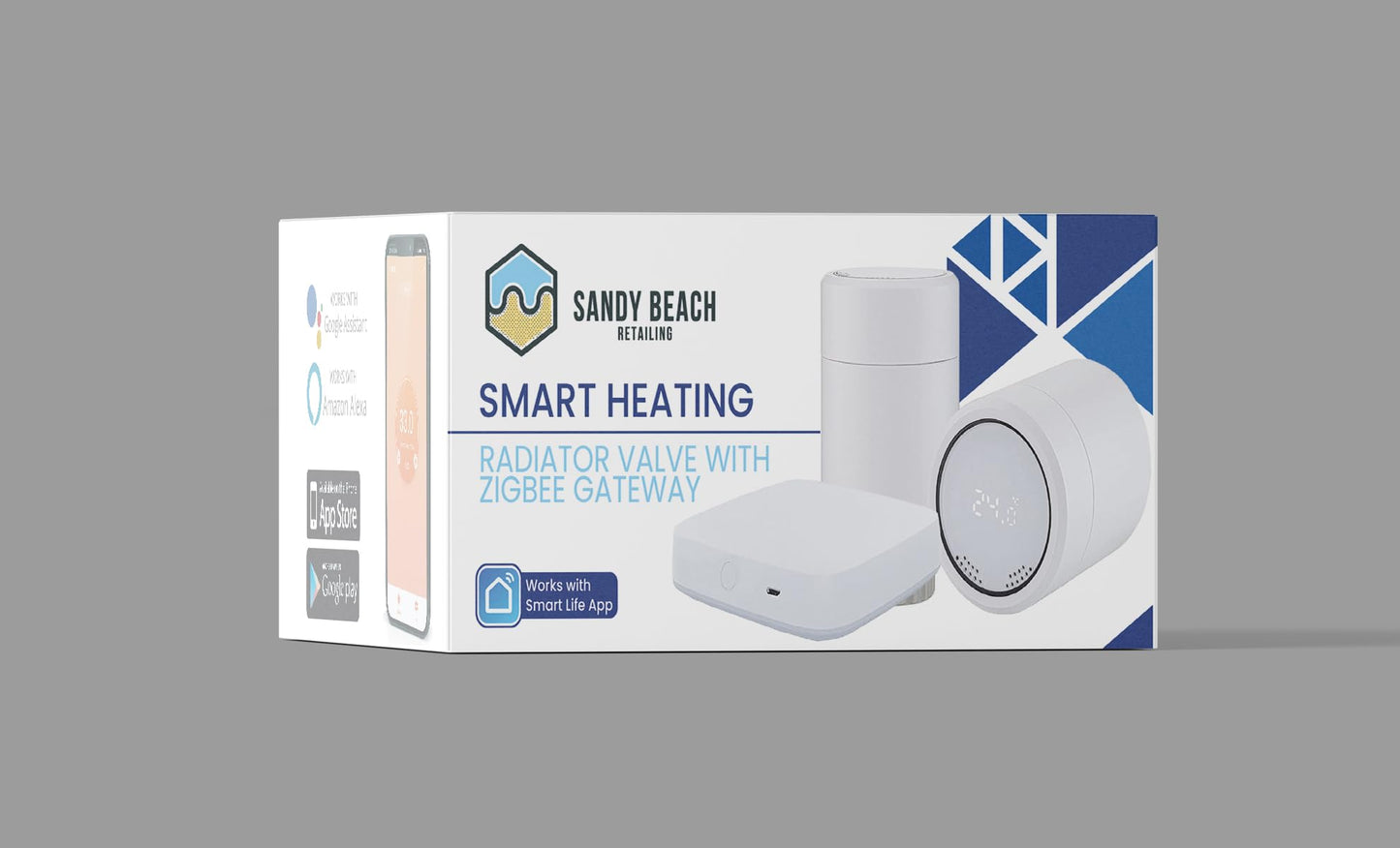 Sandy Beach Smart Heating Thermostat TRV Radiator Valves with Zigbee Gateway Connecting to Amazon Alexa Google Home