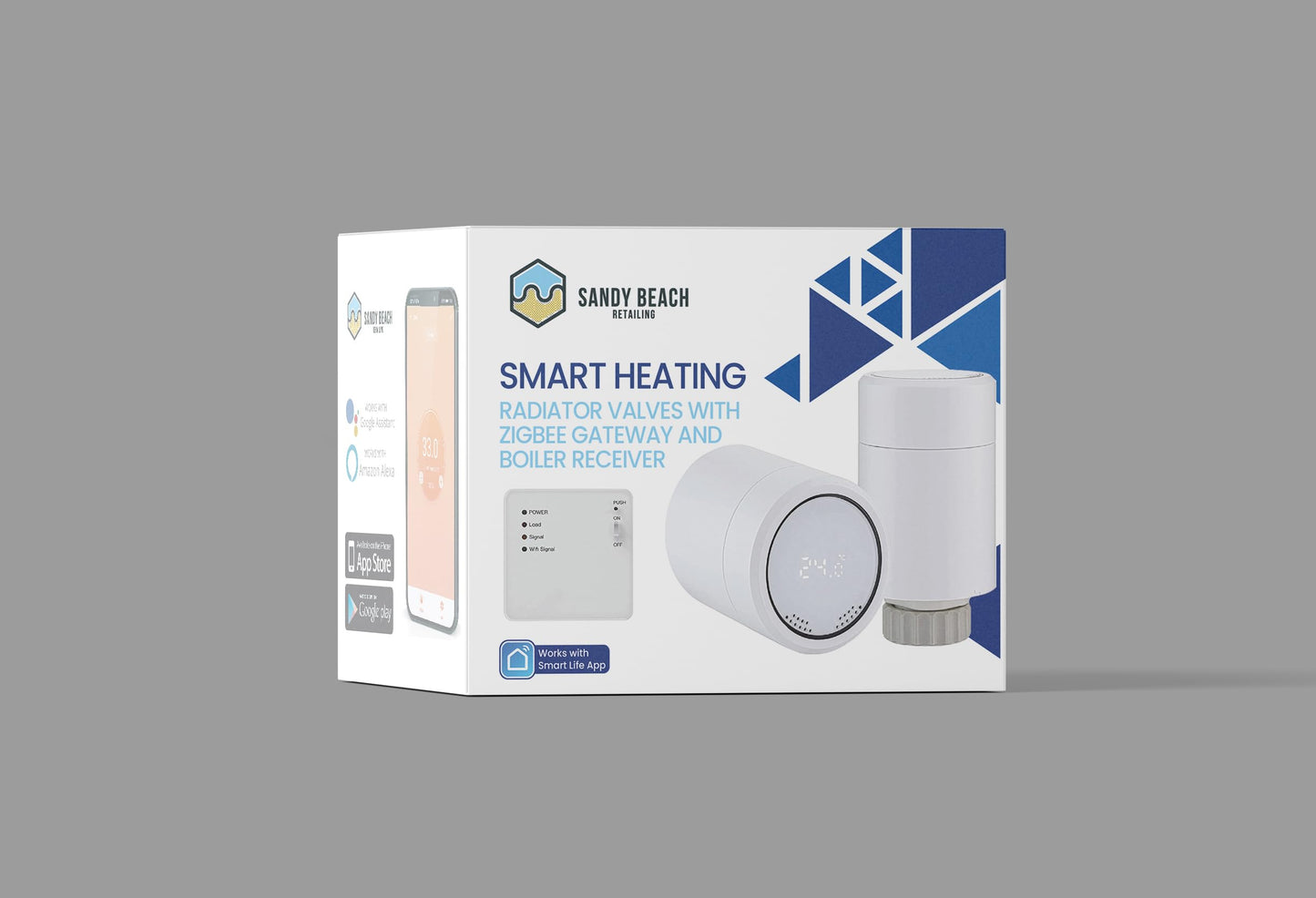 Sandy Beach Smart Heating Thermostat TRV Radiator Valves with Zigbee Gateway and Boiler Receiver Connecting to Amazon Alexa Google Home