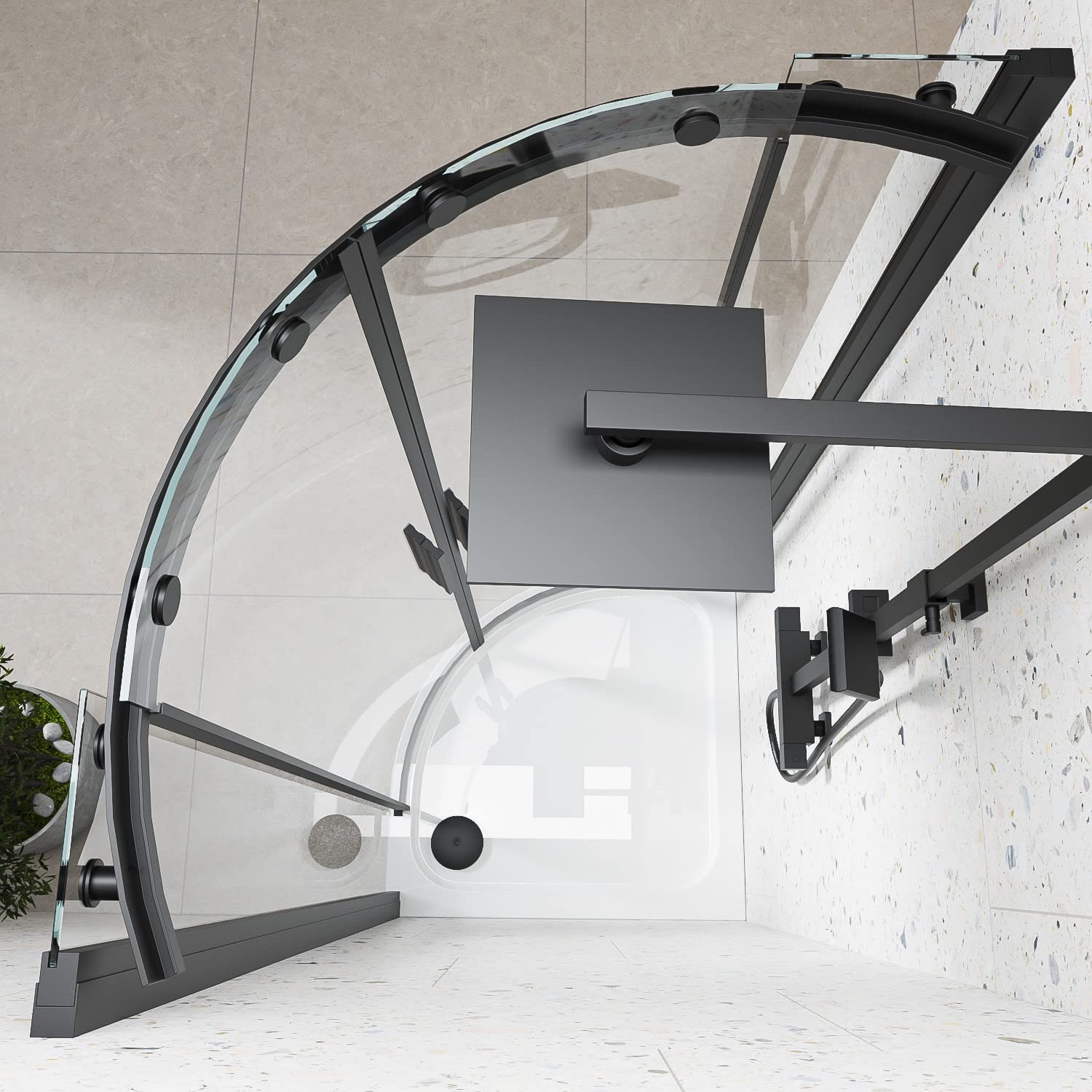 Sandy Beach Slimline Black Shower Bathroom Tray Waste Trap 90mm Diameter 48mm Depth