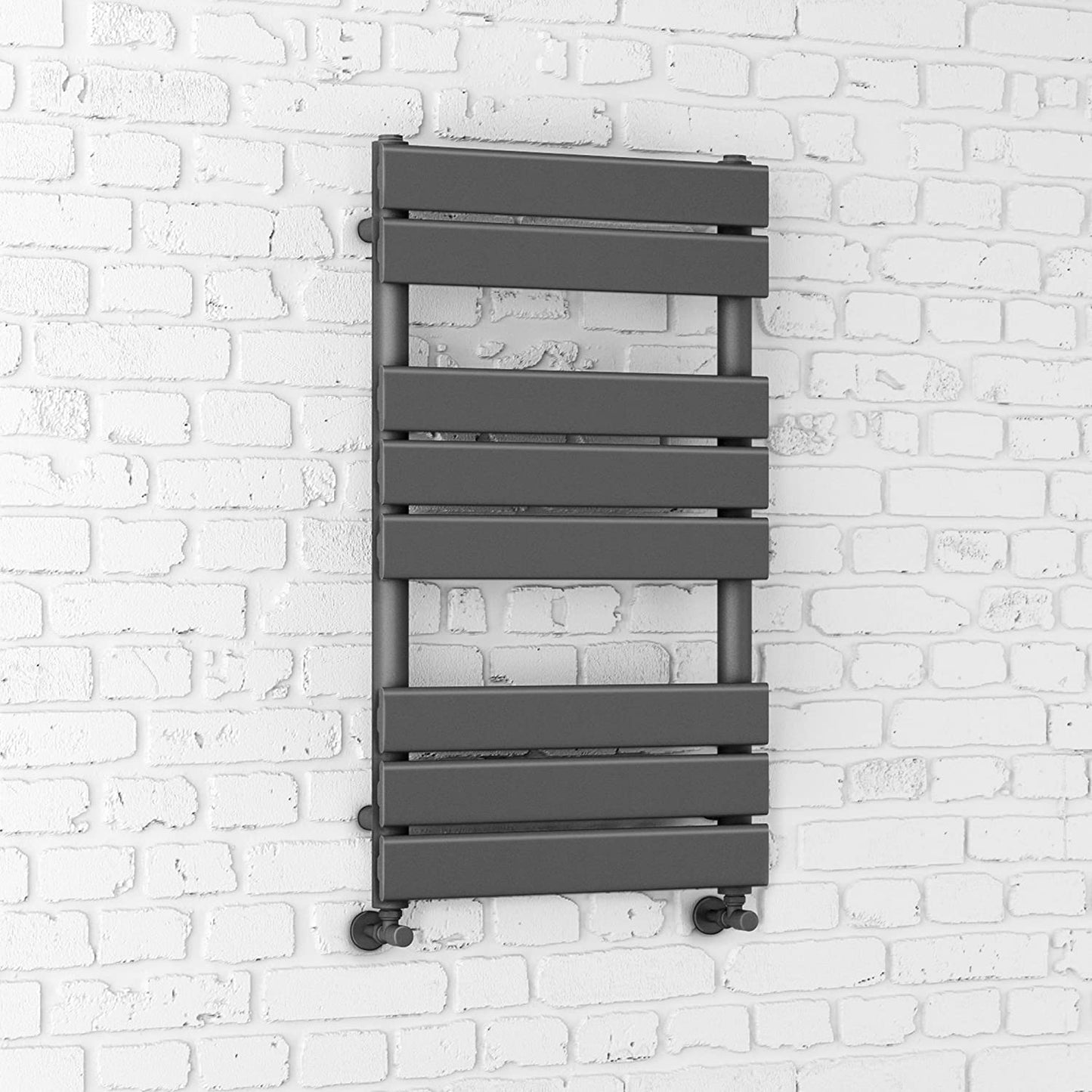 Sandy Beach Anthracite Grey Angled Heated Towel Rail Radiator Valves 15mm