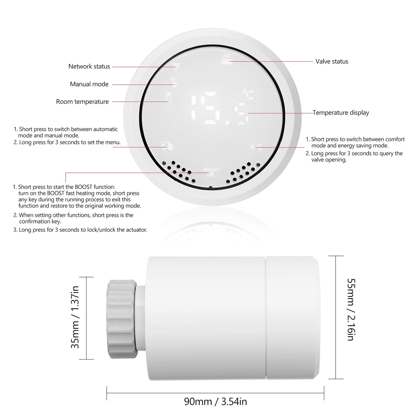 Sandy Beach Smart Heating Thermostat TRV Radiator Valves with Zigbee Gateway Connecting to Amazon Alexa Google Home