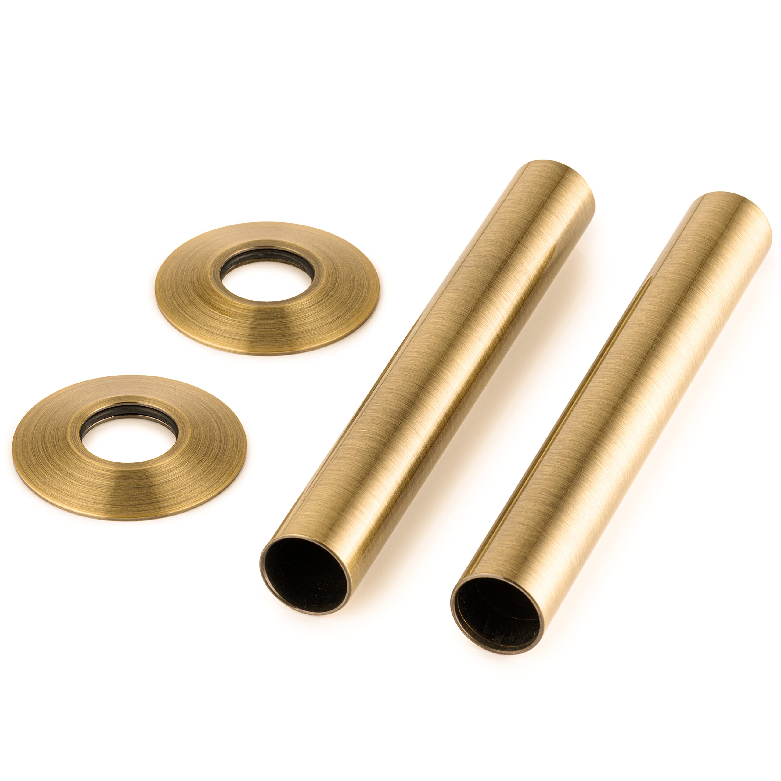Sandy Beach Brass TRV Thermostatic Radiator Valve Pipe Covers Sleeves & Collars 130mm x 18mm