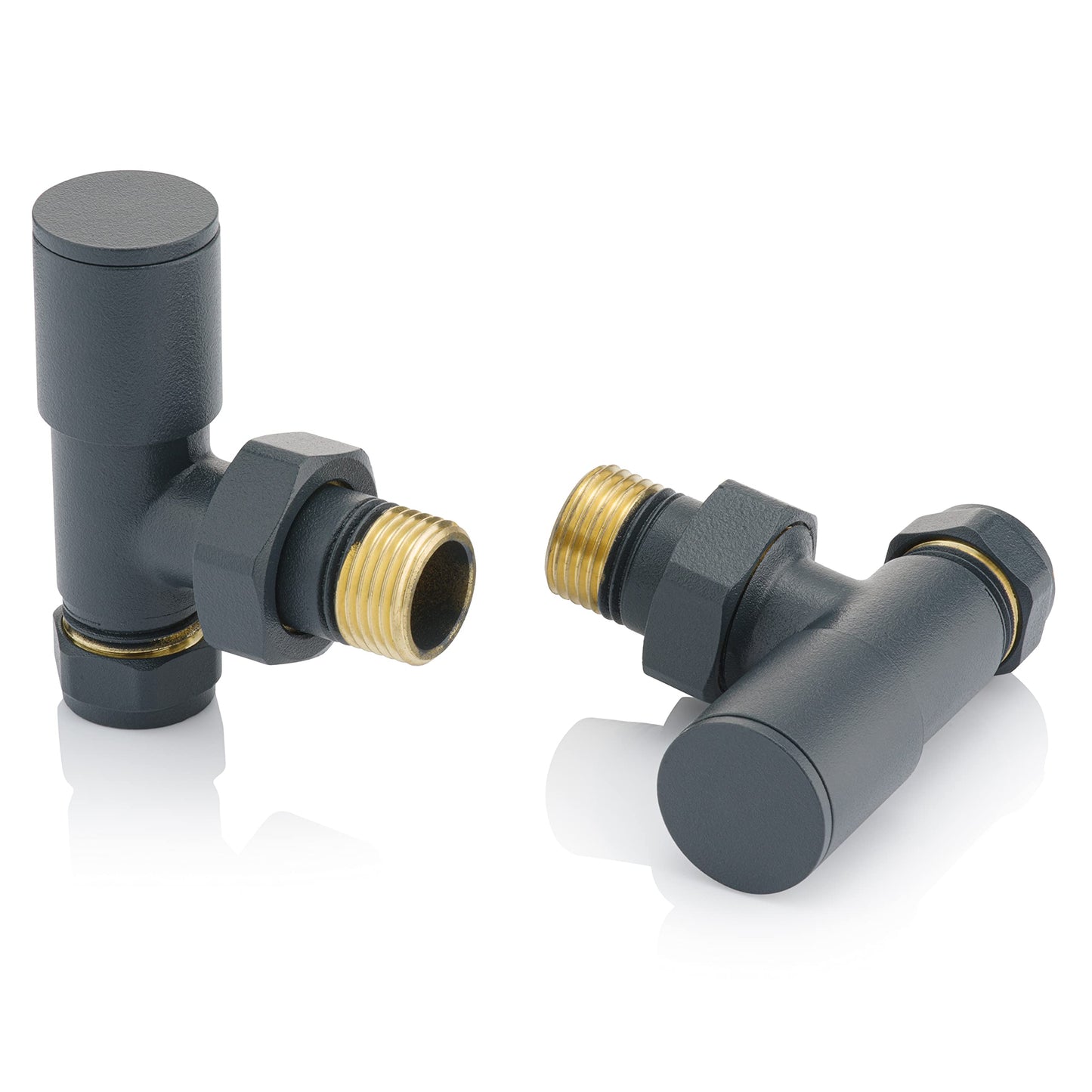 Sandy Beach Anthracite Grey Angled Heated Towel Rail Radiator Valves 15mm