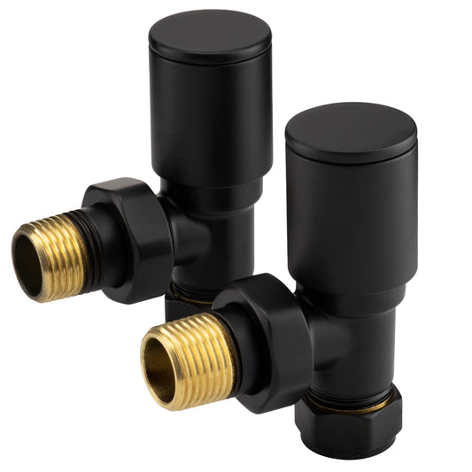 Sandy Beach Black Angled Heated Towel Rail Radiator Valves 15mm