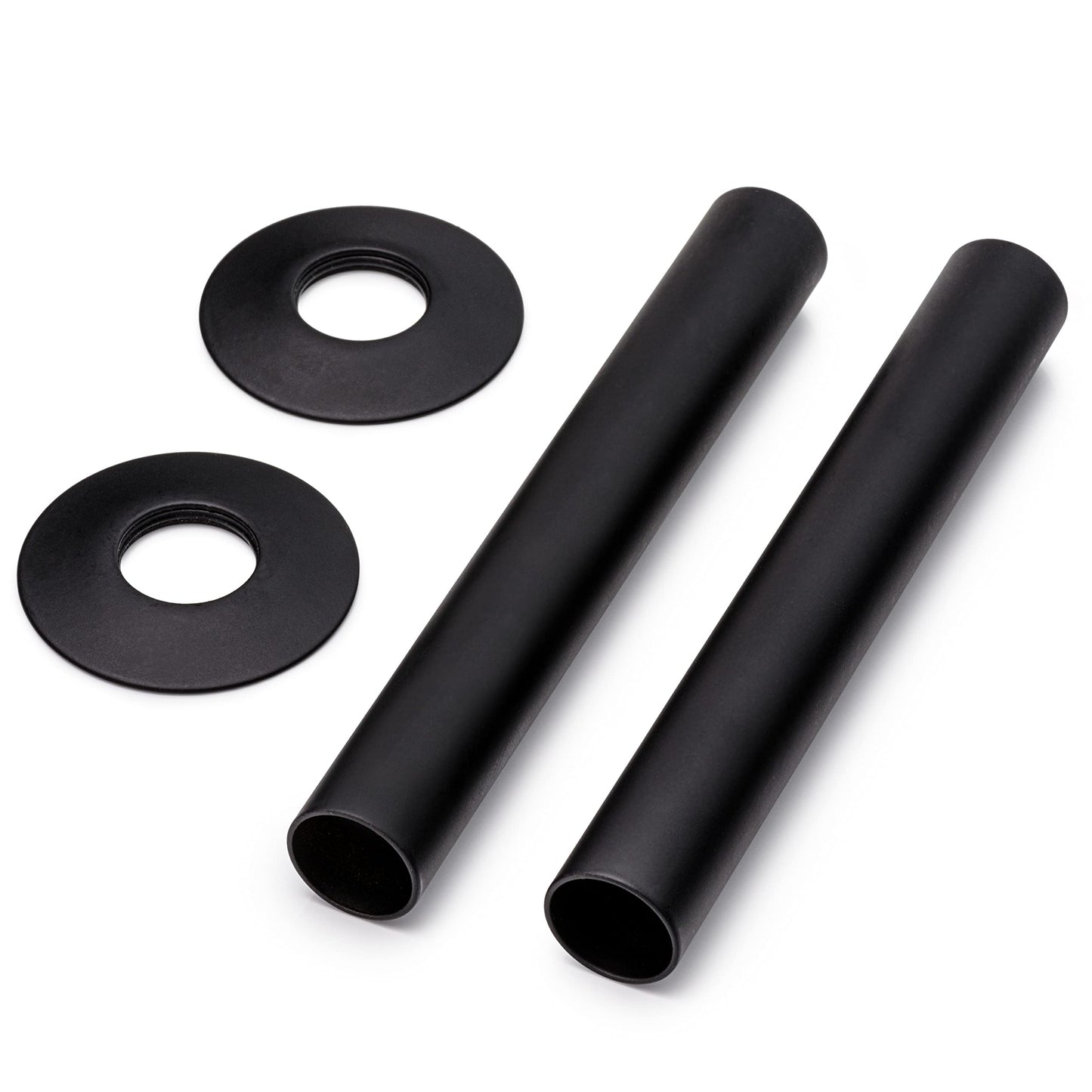 Sandy Beach Black TRV Thermostatic Radiator Valve Pipe Covers Sleeves & Collars 130mm x 18mm