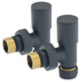 Sandy Beach Anthracite Grey Angled Heated Towel Rail Radiator Valves 15mm