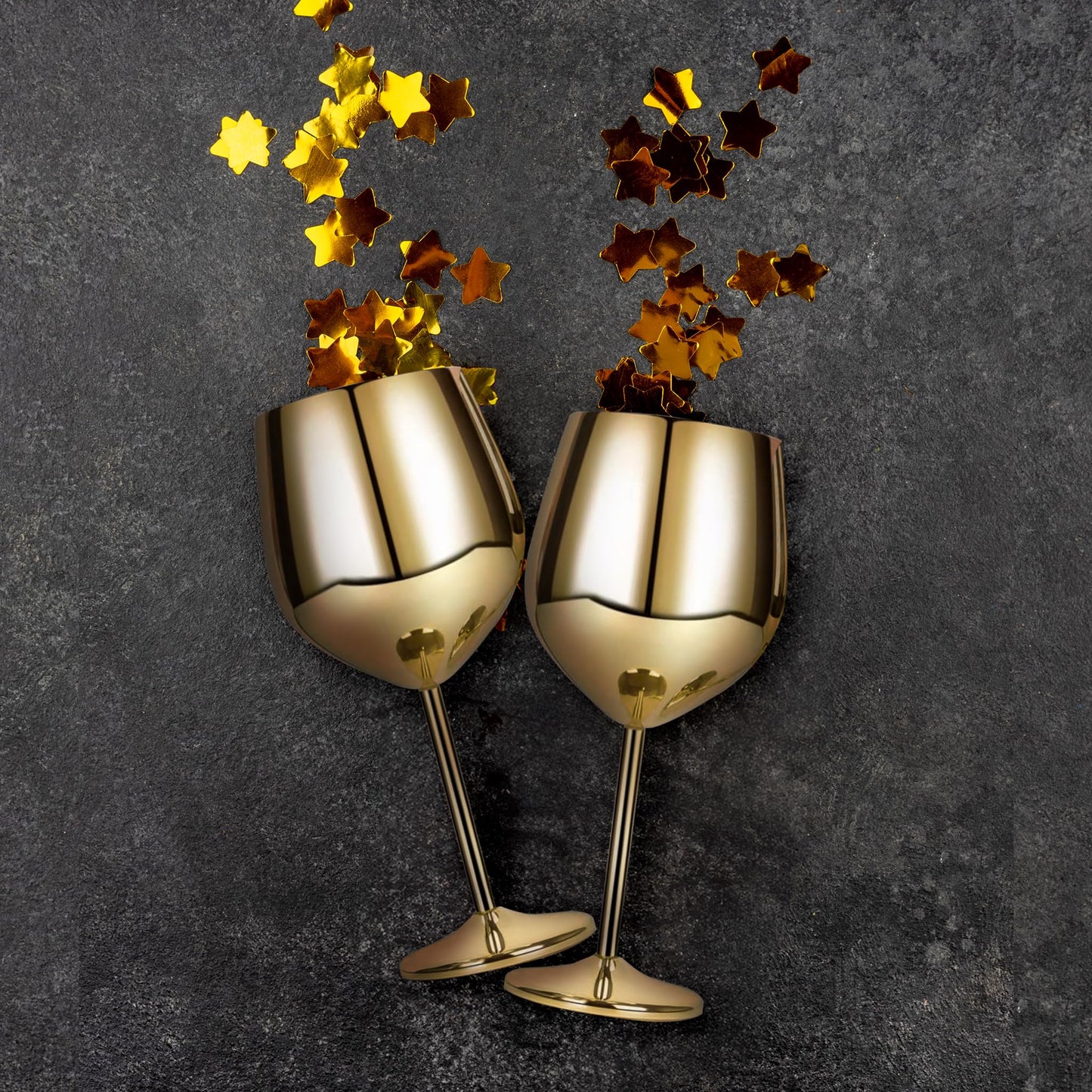 Sandy Beach Gold Brushed Brass Stemmed Wine Glasses Goblets