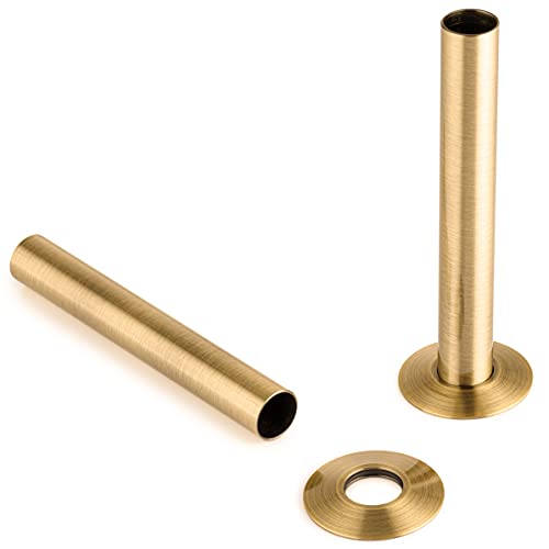 Sandy Beach Brass TRV Thermostatic Radiator Valve Pipe Covers Sleeves & Collars 130mm x 18mm
