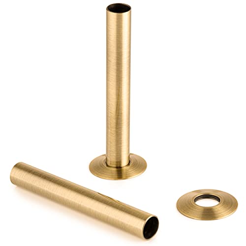 Sandy Beach Brass TRV Thermostatic Radiator Valve Pipe Covers Sleeves & Collars 130mm x 18mm