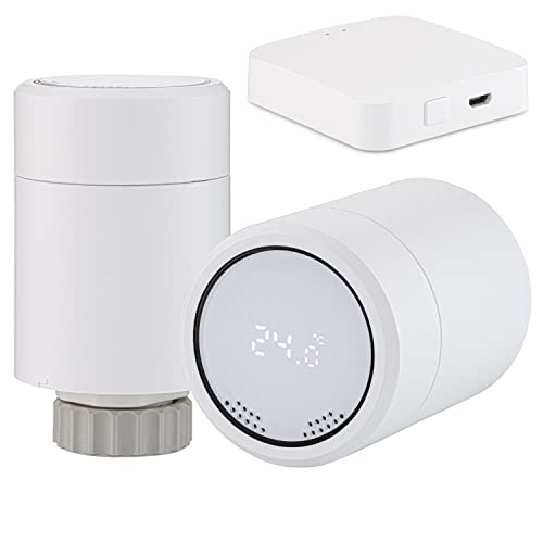 Sandy Beach Smart Heating Thermostat TRV Radiator Valves with Zigbee Gateway and Boiler Receiver Connecting to Amazon Alexa Google Home