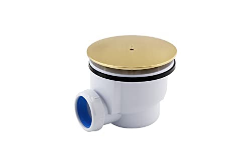 Sandy Beach Gold Brass Shower Bathroom Tray Drain Waste Trap 90mm Diameter