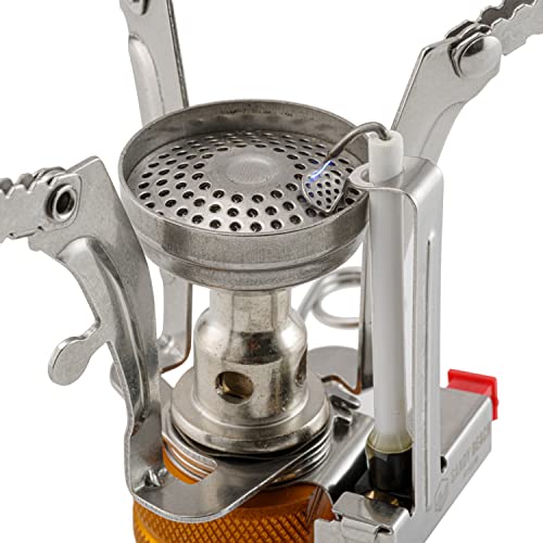 Sandy Beach Camping Stove Piezo Ignition Outdoor Cooking Propane Gas Butane Burner Portable Folding Windproof Waterproof with Carrying Case (3000W)