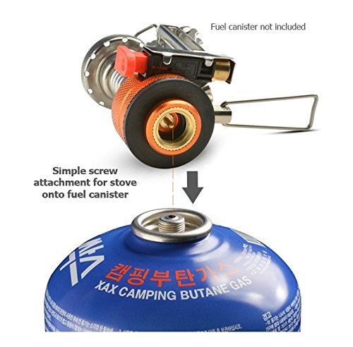 Sandy Beach Camping Stove Piezo Ignition Outdoor Cooking Propane Gas Butane Burner Portable Folding Windproof Waterproof with Carrying Case (3000W)